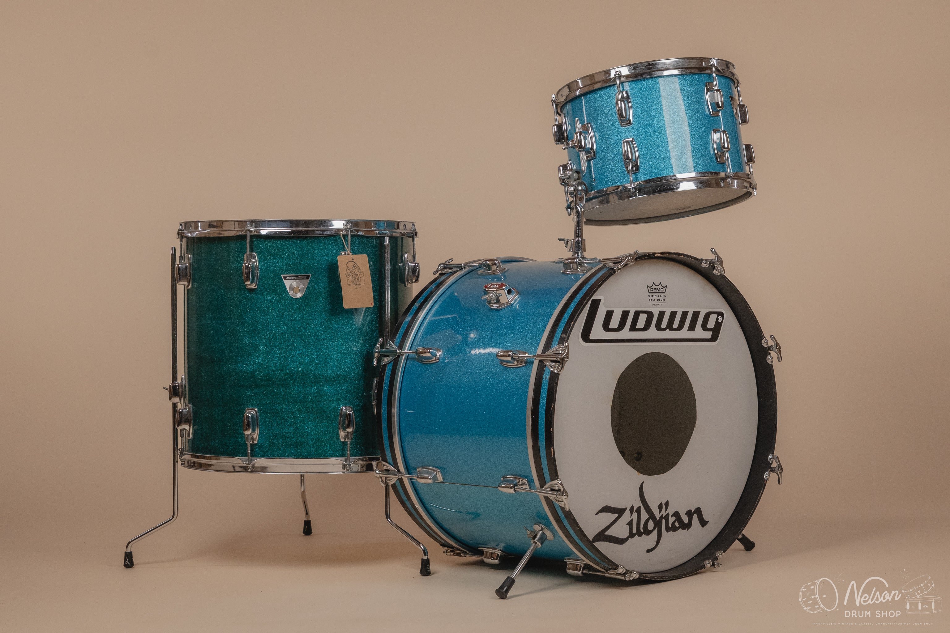 1960s/70s Ludwig Standard in Blue Mist - 14x20, 16x16, 8x12