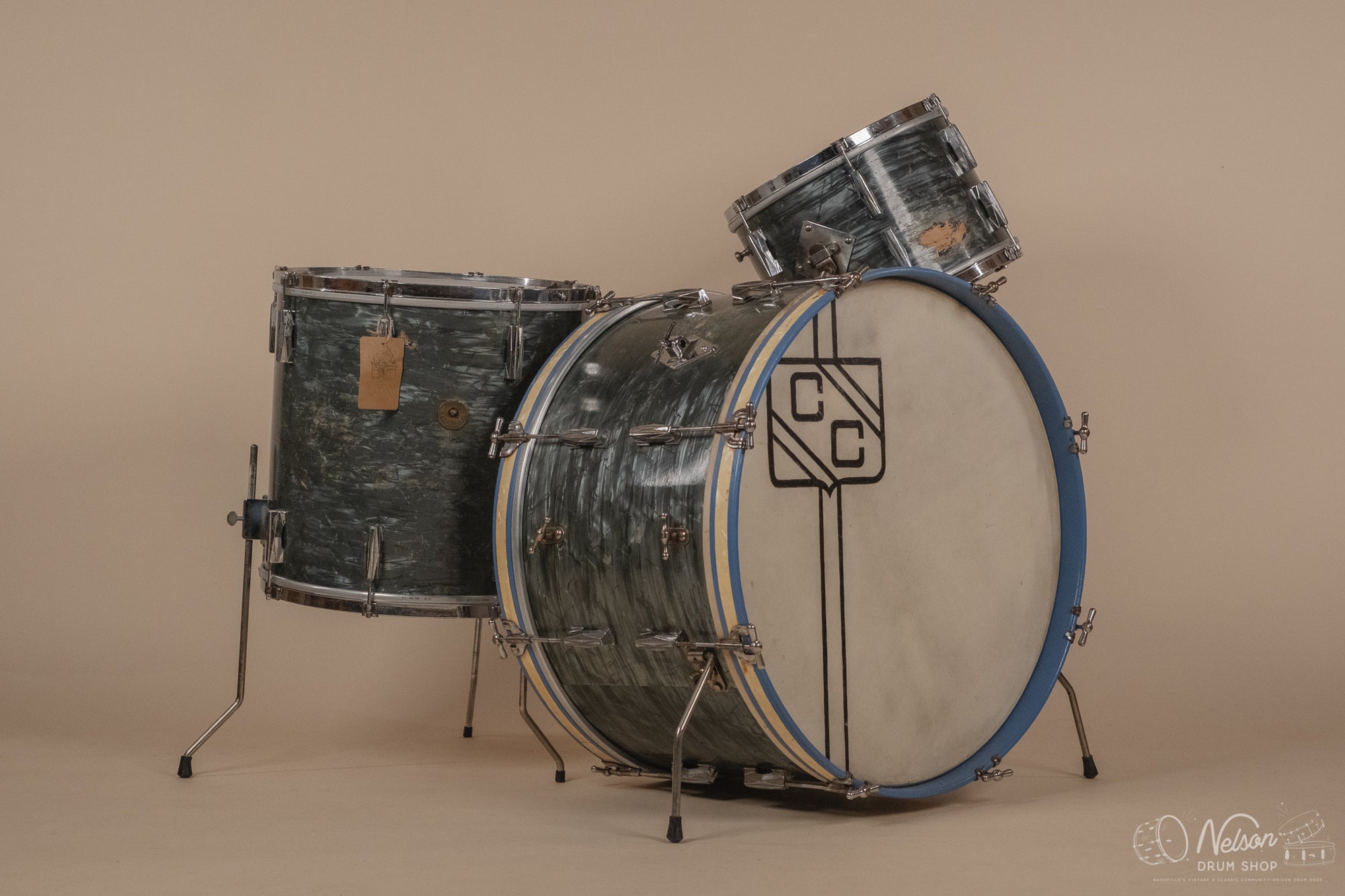 1940's Gretsch 'Broadkaster' in Midnight Blue Pearl - 9x13, 16x16, 14x24