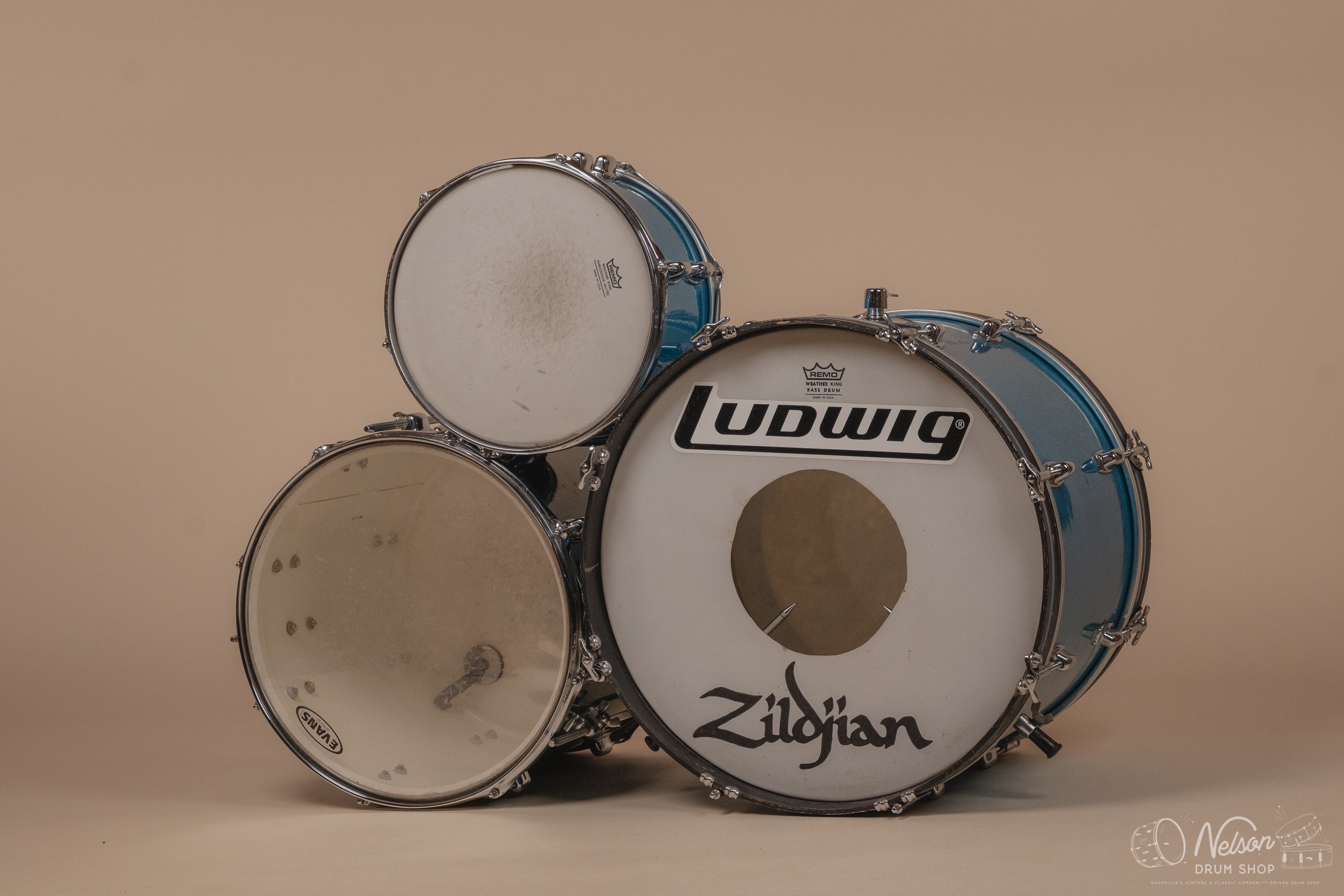 1960s/70s Ludwig Standard in Blue Mist - 14x20, 16x16, 8x12