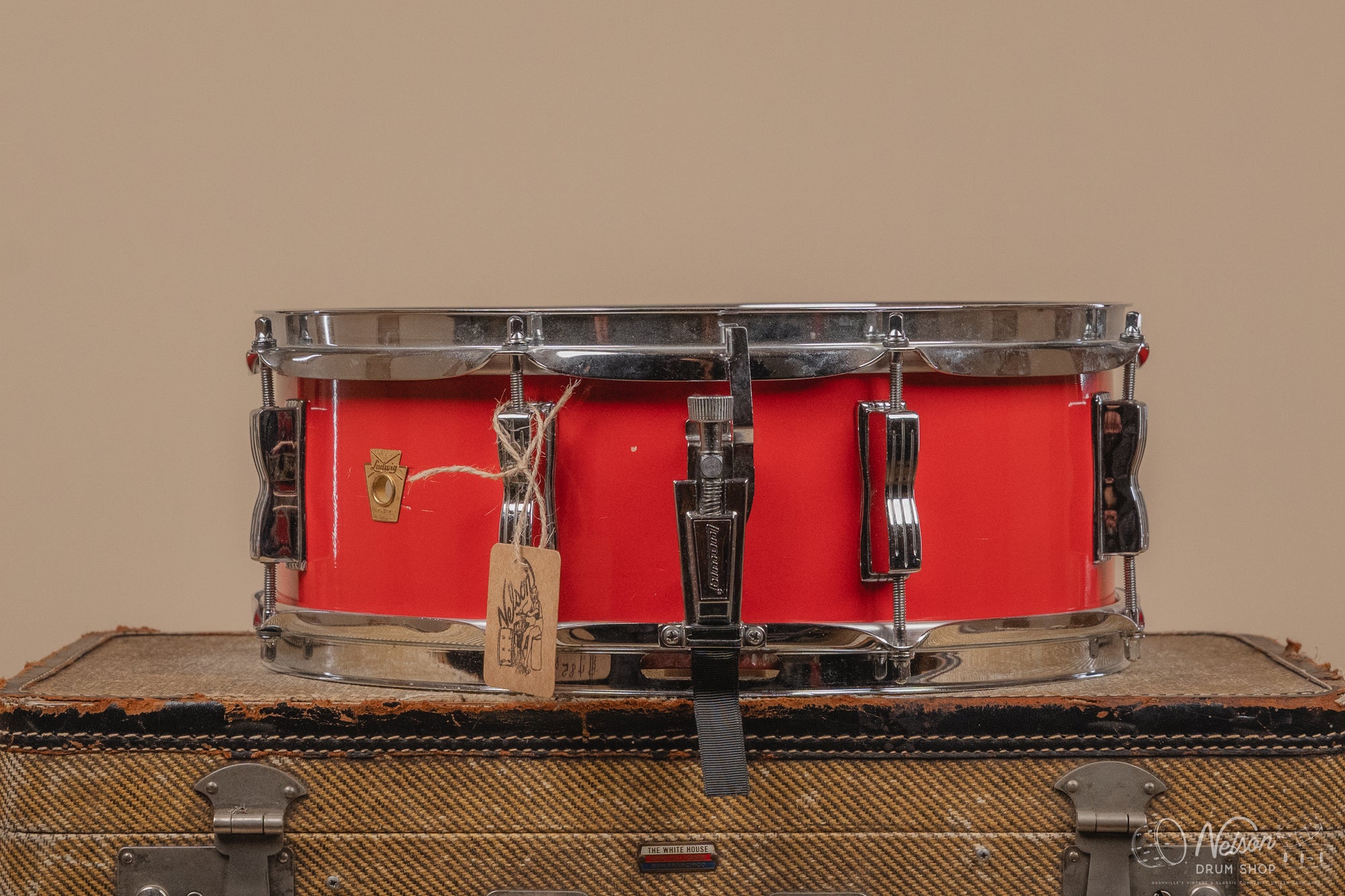 1960s Ludwig Jazz Festival Refinished in Fiesta Red Lacquer - 5x14