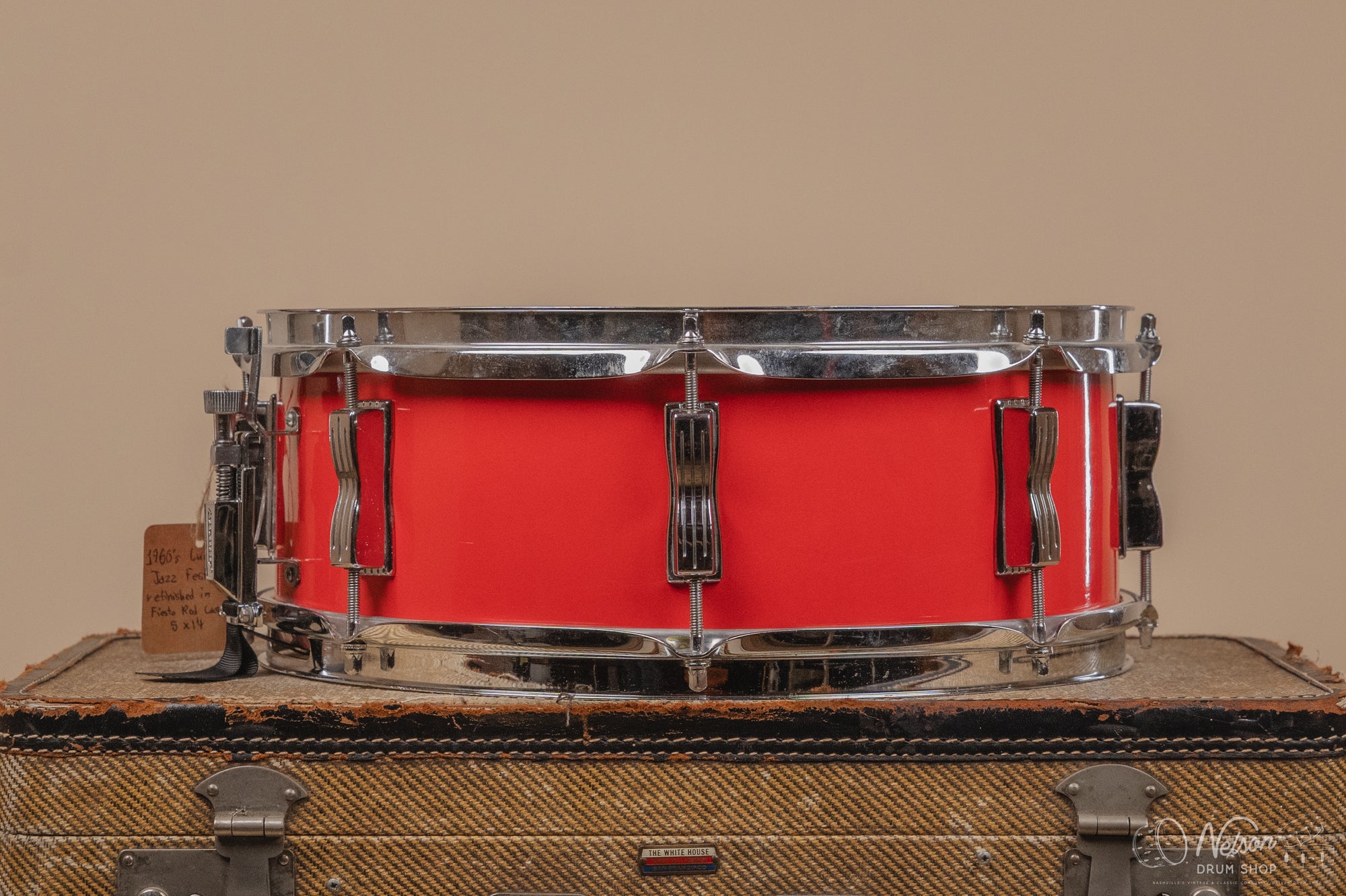 1960s Ludwig Jazz Festival Refinished in Fiesta Red Lacquer - 5x14