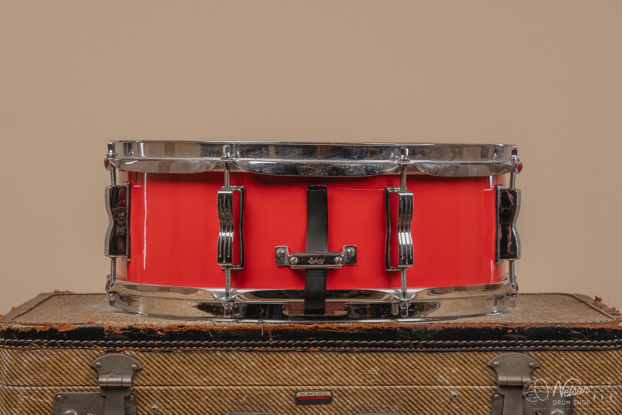 1960s Ludwig Jazz Festival Refinished in Fiesta Red Lacquer - 5x14