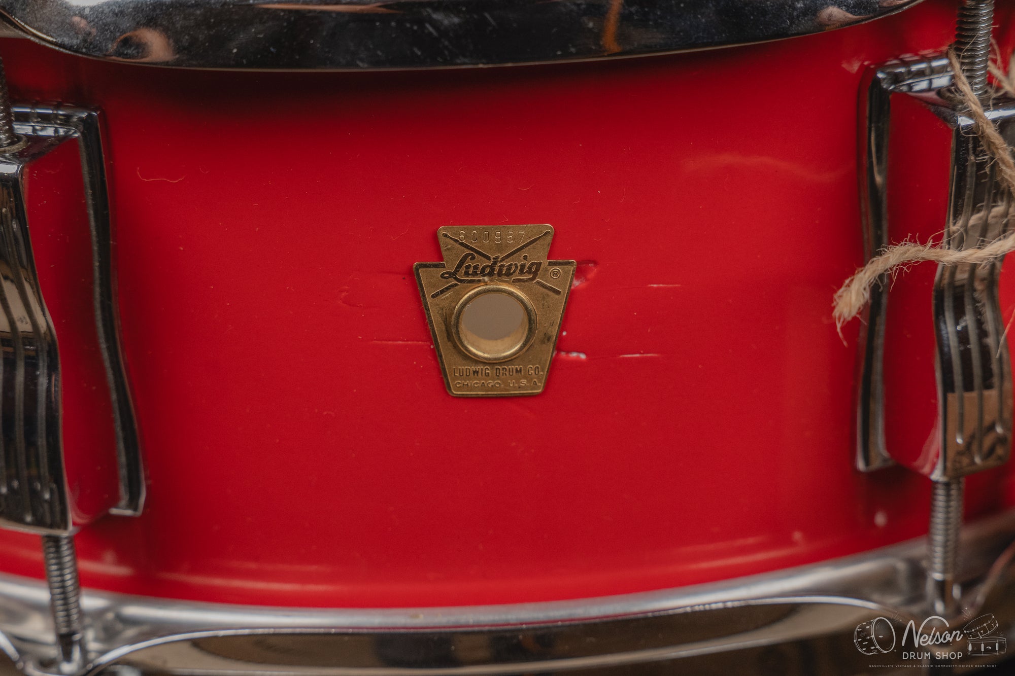 1960s Ludwig Jazz Festival Refinished in Fiesta Red Lacquer - 5x14