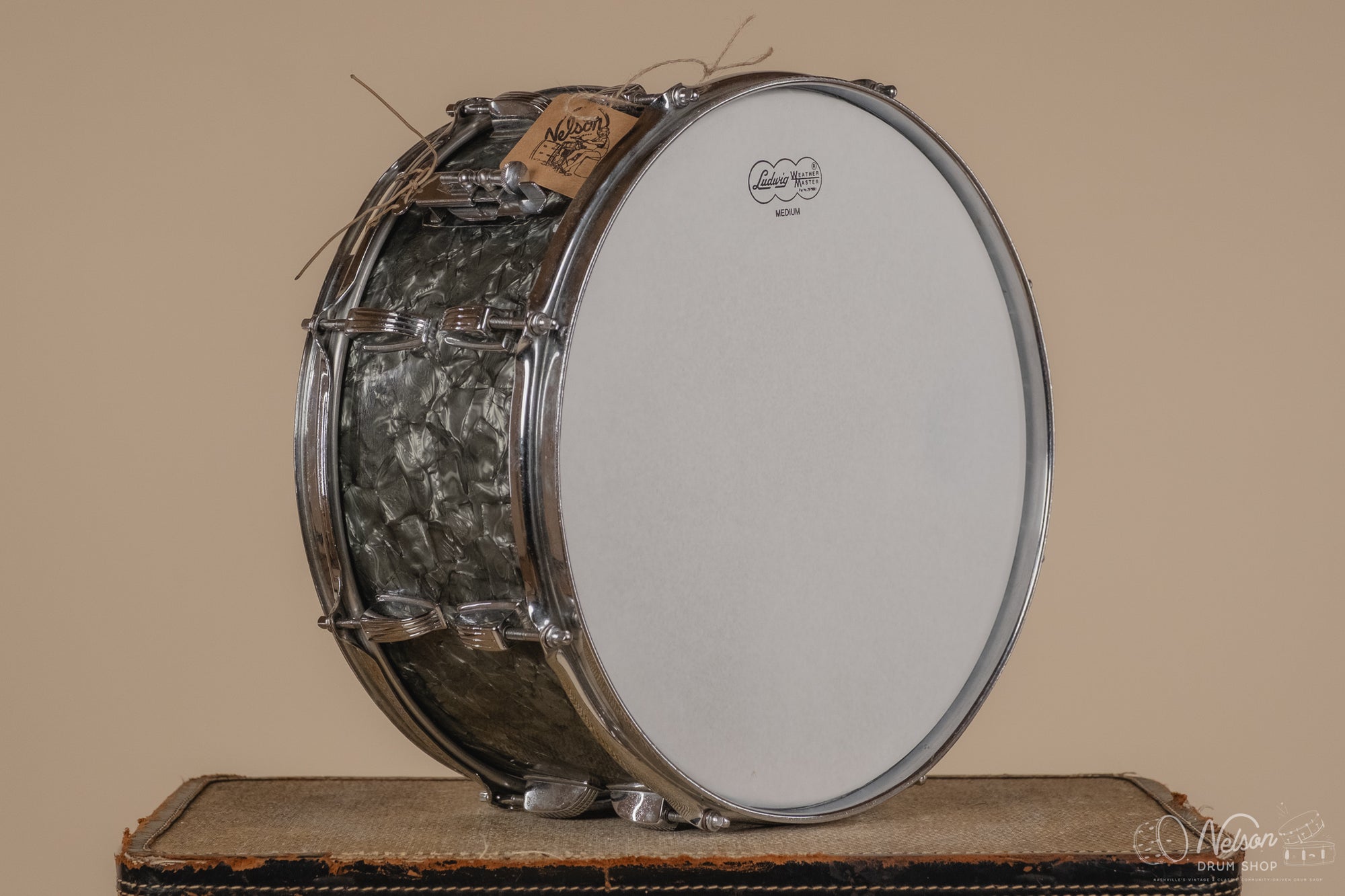 1960s Ludwig No. 912 TransBadge 'School Festival' in Black Diamond Pearl - 6.5x14