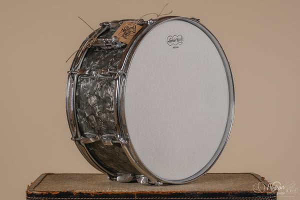 1960s Ludwig No. 912 TransBadge 'School Festival' in Black Diamond Pearl - 6.5x14