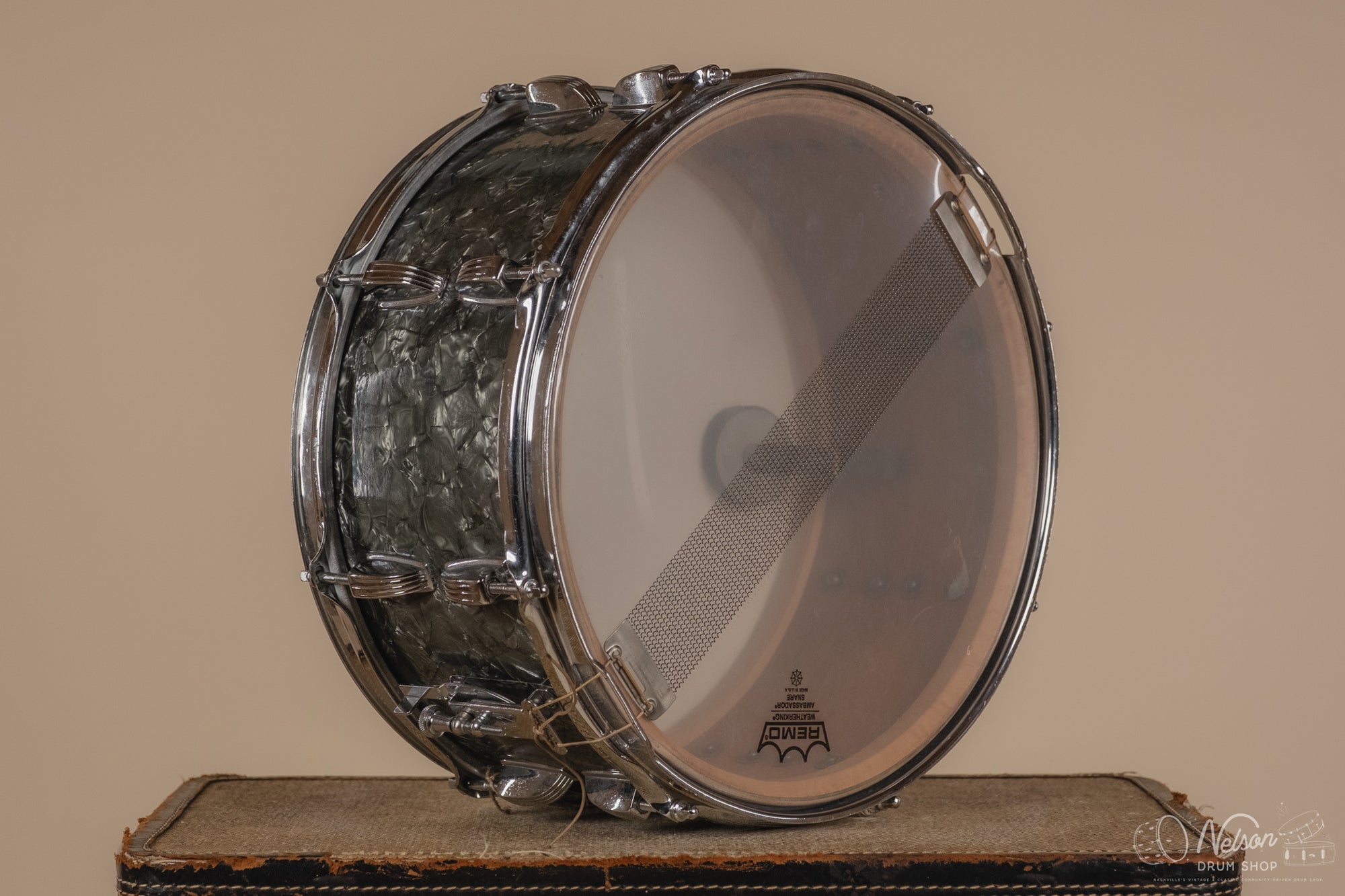 1960s Ludwig No. 912 TransBadge 'School Festival' in Black Diamond Pearl - 6.5x14