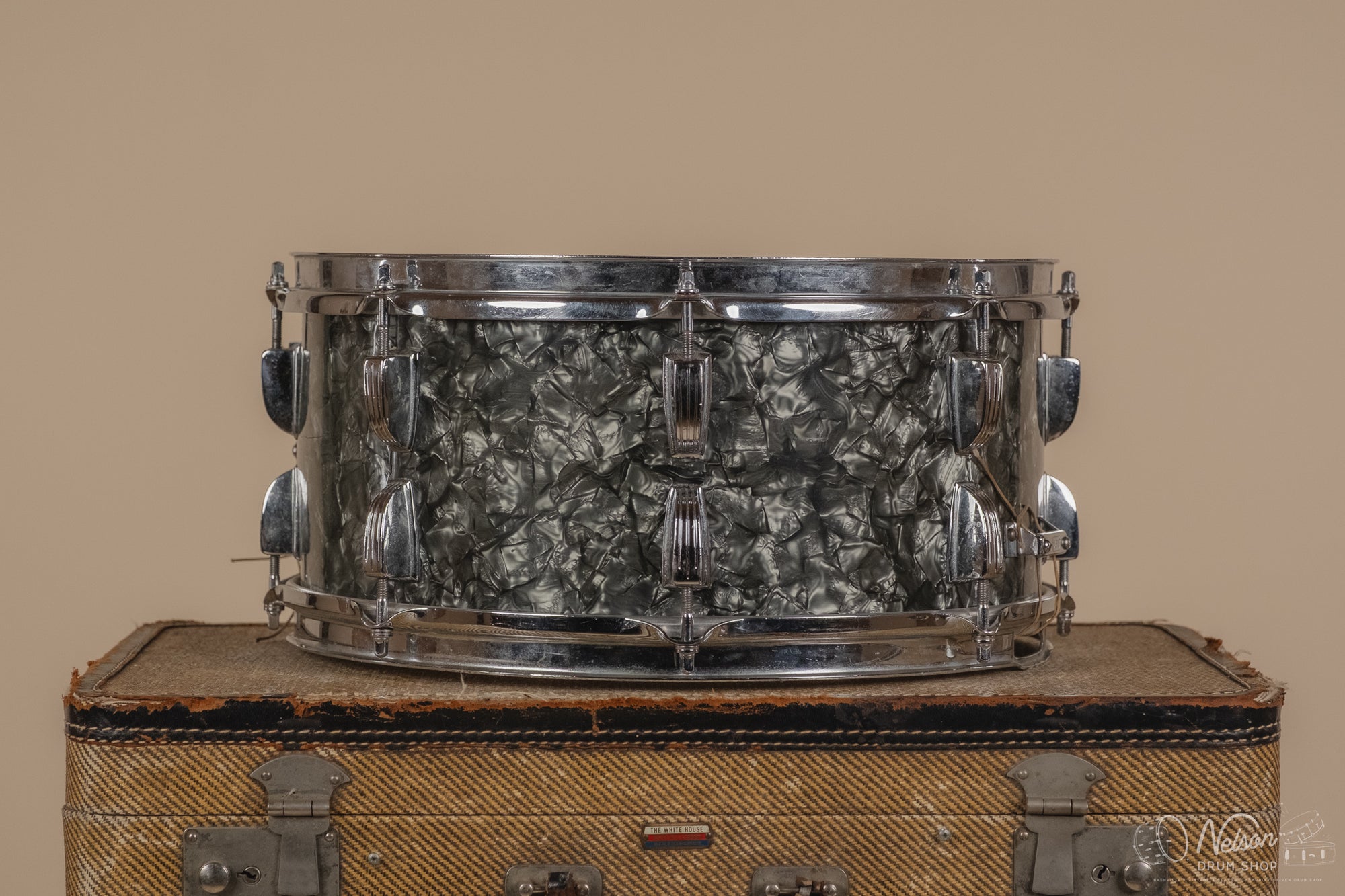 1960s Ludwig No. 912 TransBadge 'School Festival' in Black Diamond Pearl - 6.5x14