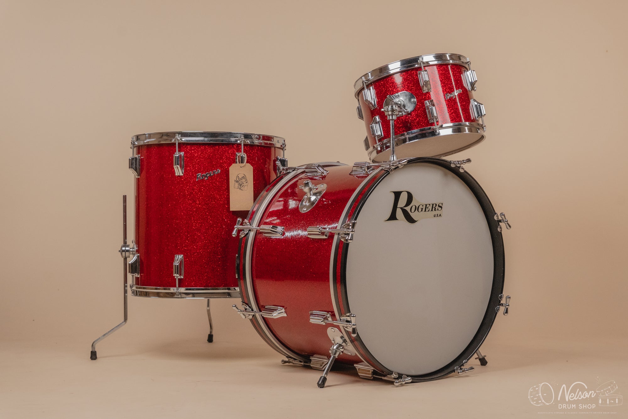 1960s Rogers 'Buddy Rich Celebrity No. 1801' in Sparkling Red Pearl - 14x20, 16x16, 8x12