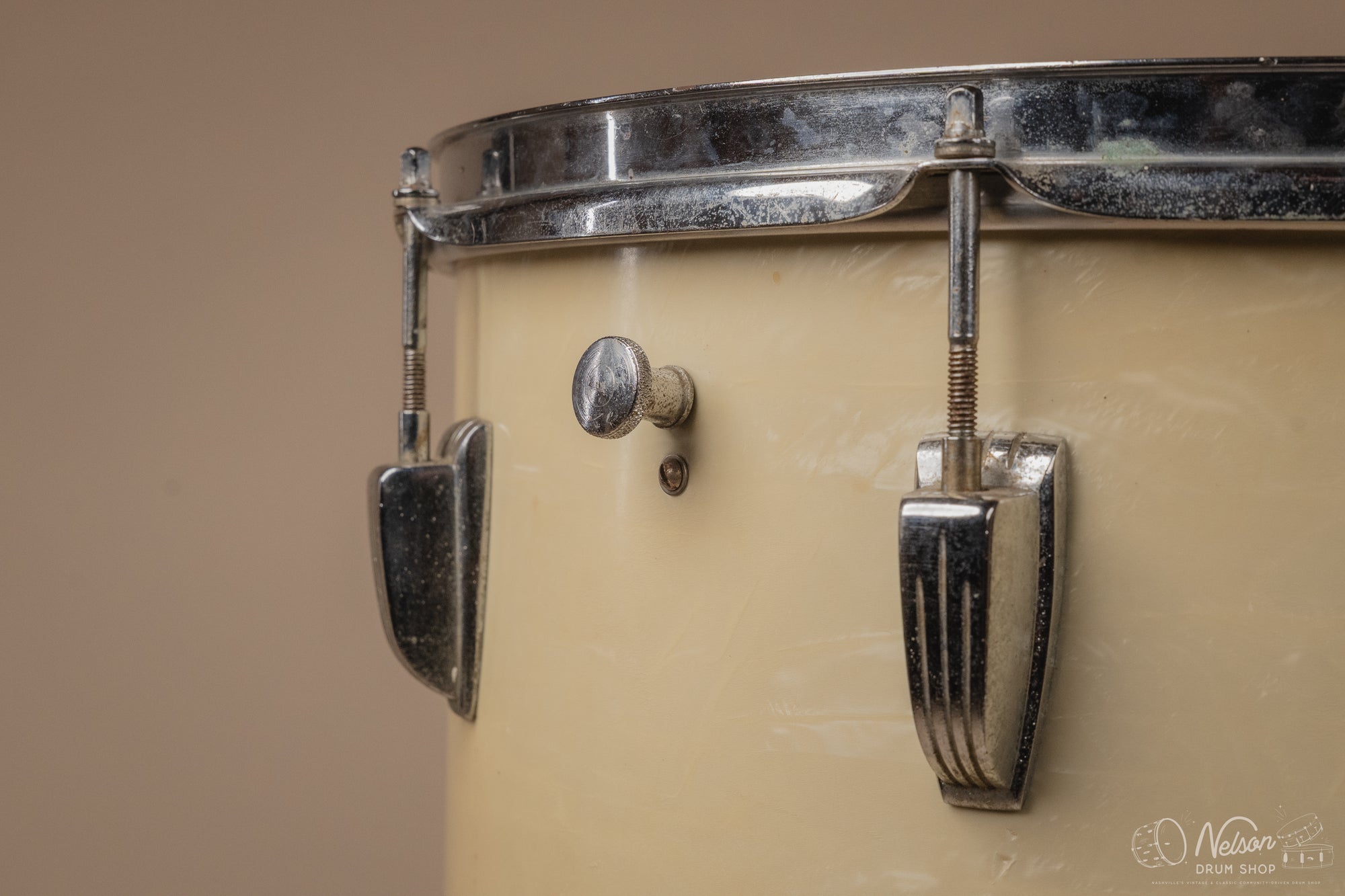 1964 Ludwig 'Miami Beach' Cocktail Drum in White Marine Pearl - 24x16
