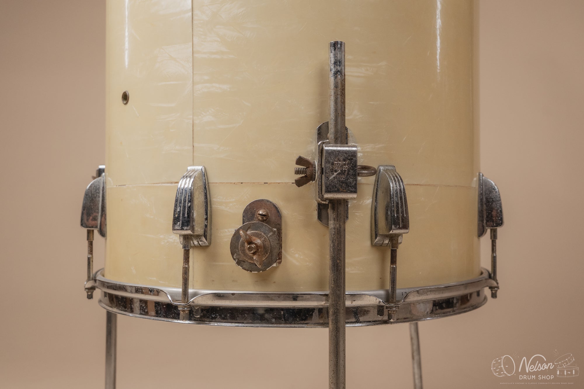 1964 Ludwig 'Miami Beach' Cocktail Drum in White Marine Pearl - 24x16