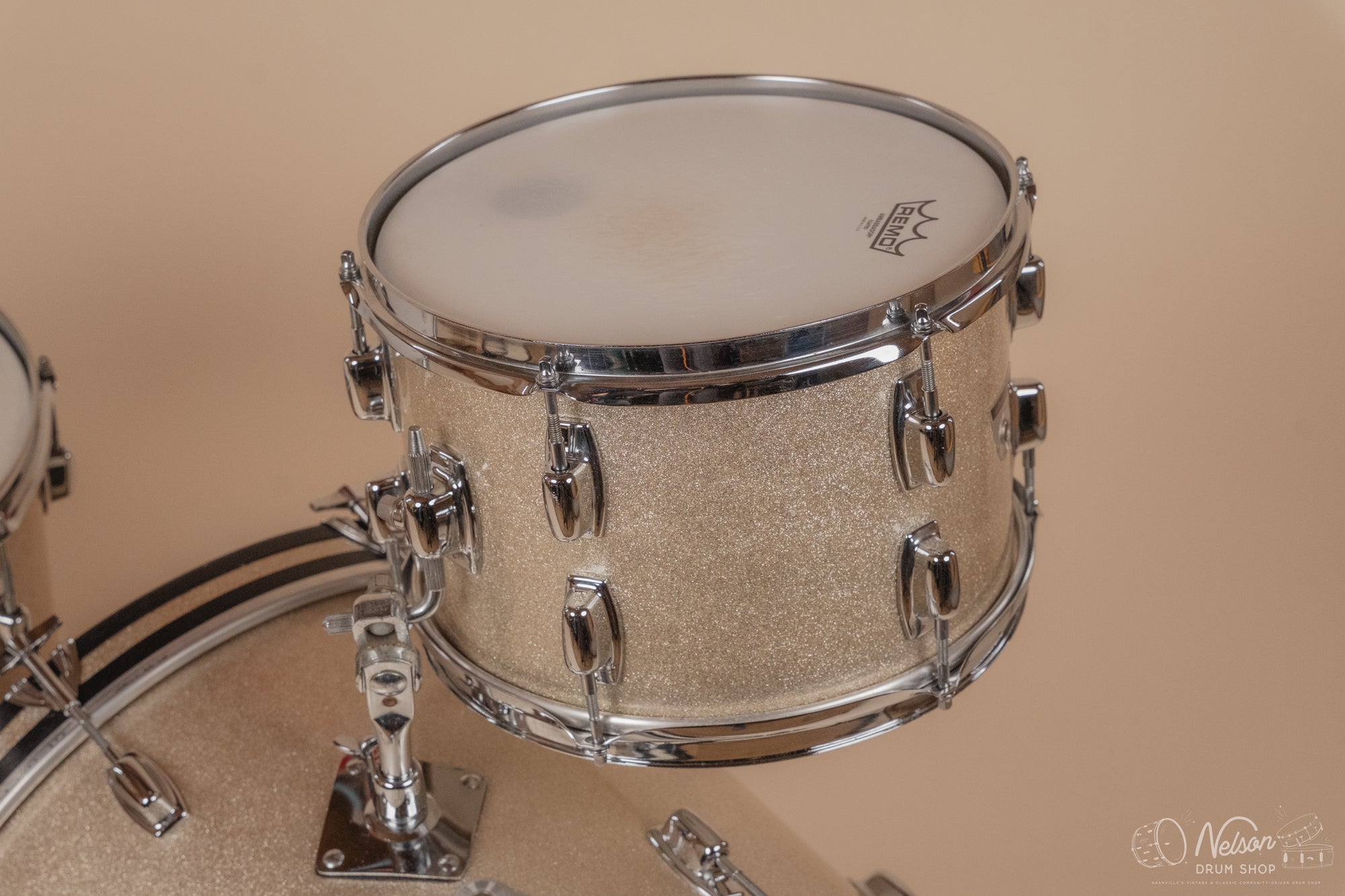 1968 Ludwig Standard 'Downbeat' in Silver Mist - 14x20, 14x14, 8x12