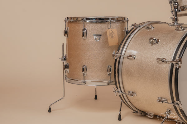 1968 Ludwig Standard 'Downbeat' in Silver Mist - 14x20, 14x14, 8x12