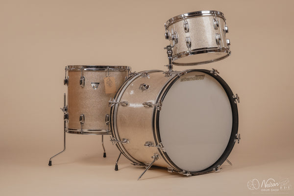 1968 Ludwig Standard 'Downbeat' in Silver Mist - 14x20, 14x14, 8x12