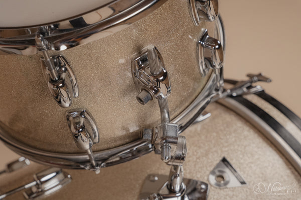 1968 Ludwig Standard 'Downbeat' in Silver Mist - 14x20, 14x14, 8x12