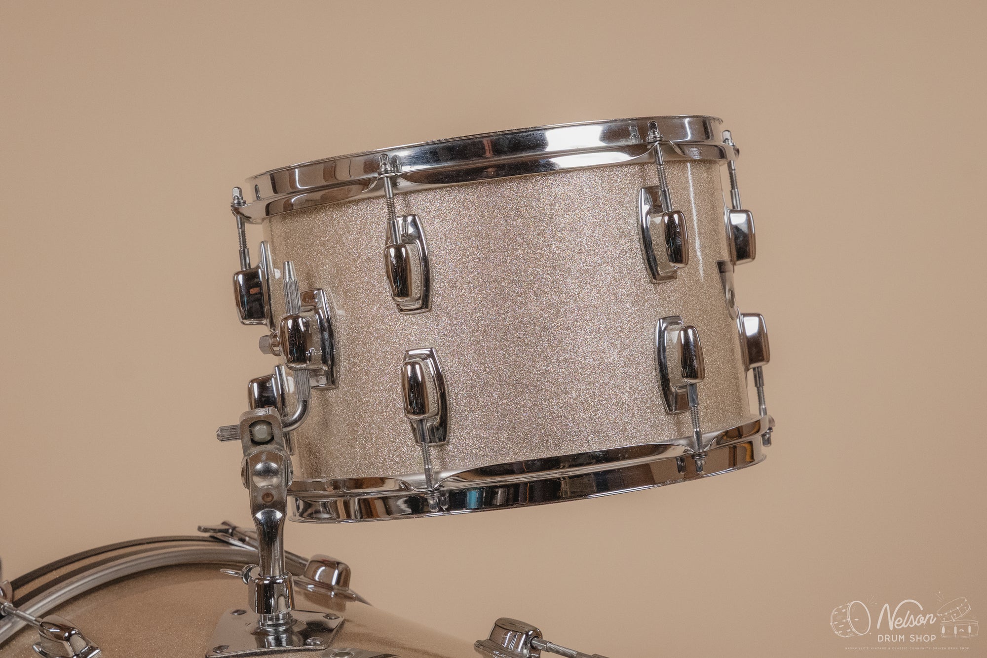 1968 Ludwig Standard 'Downbeat' in Silver Mist - 14x20, 14x14, 8x12