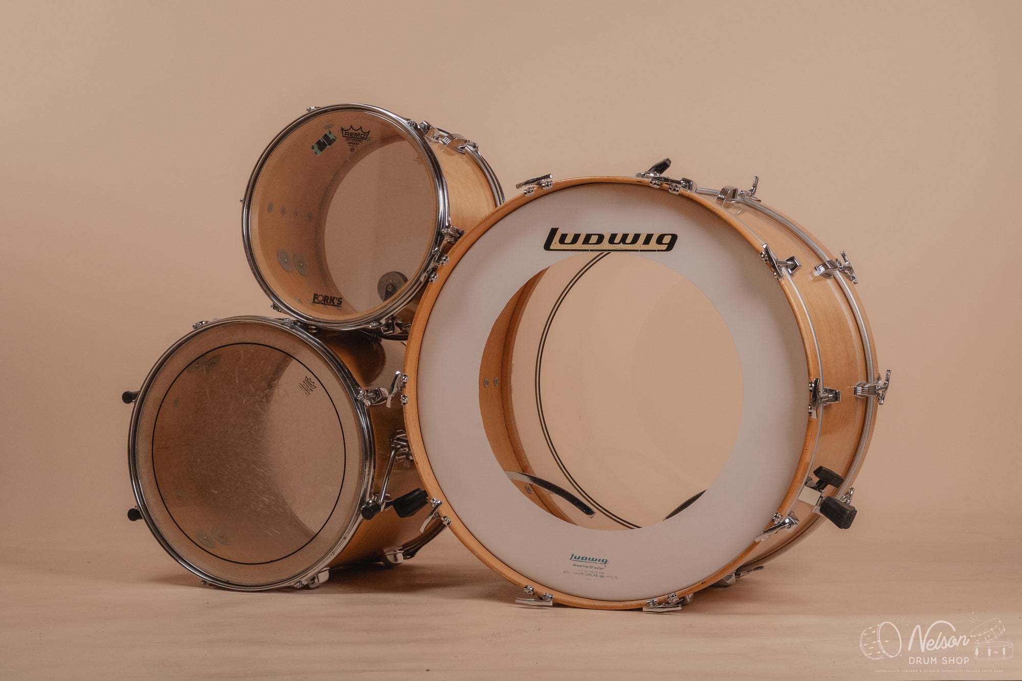 1970s Ludwig 3 ply Pro Beat in Maple Thermogloss - 14x24, 9x13, 16x16