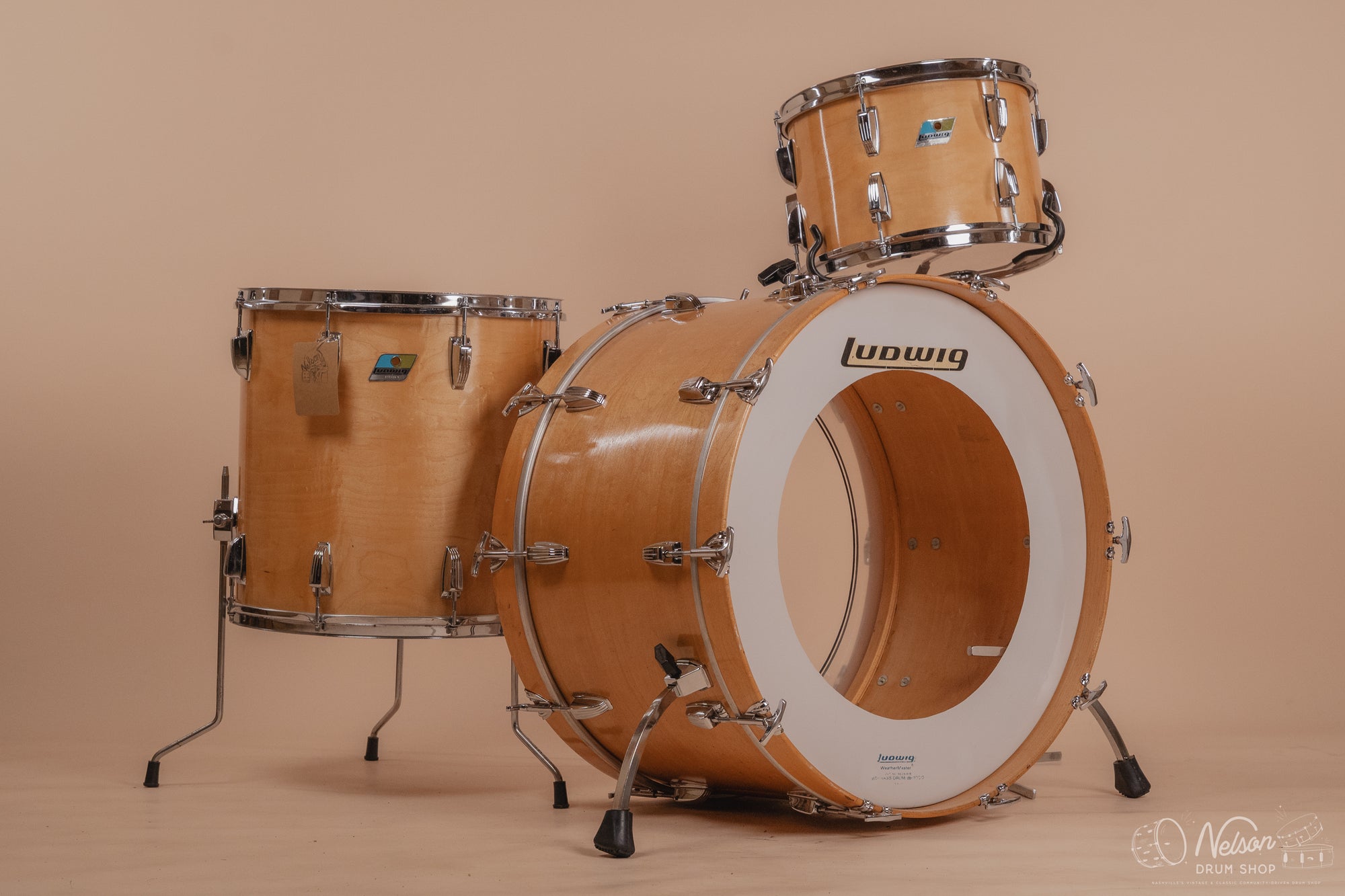 1970s Ludwig 3 ply Pro Beat in Maple Thermogloss - 14x24, 9x13, 16x16