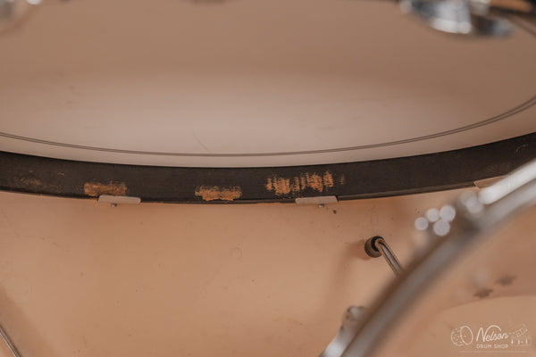 1970's Slingerland 'Gene Krupa' No. 1 N 5 ply in White Gloss - 14x22, 9x13, 16x16