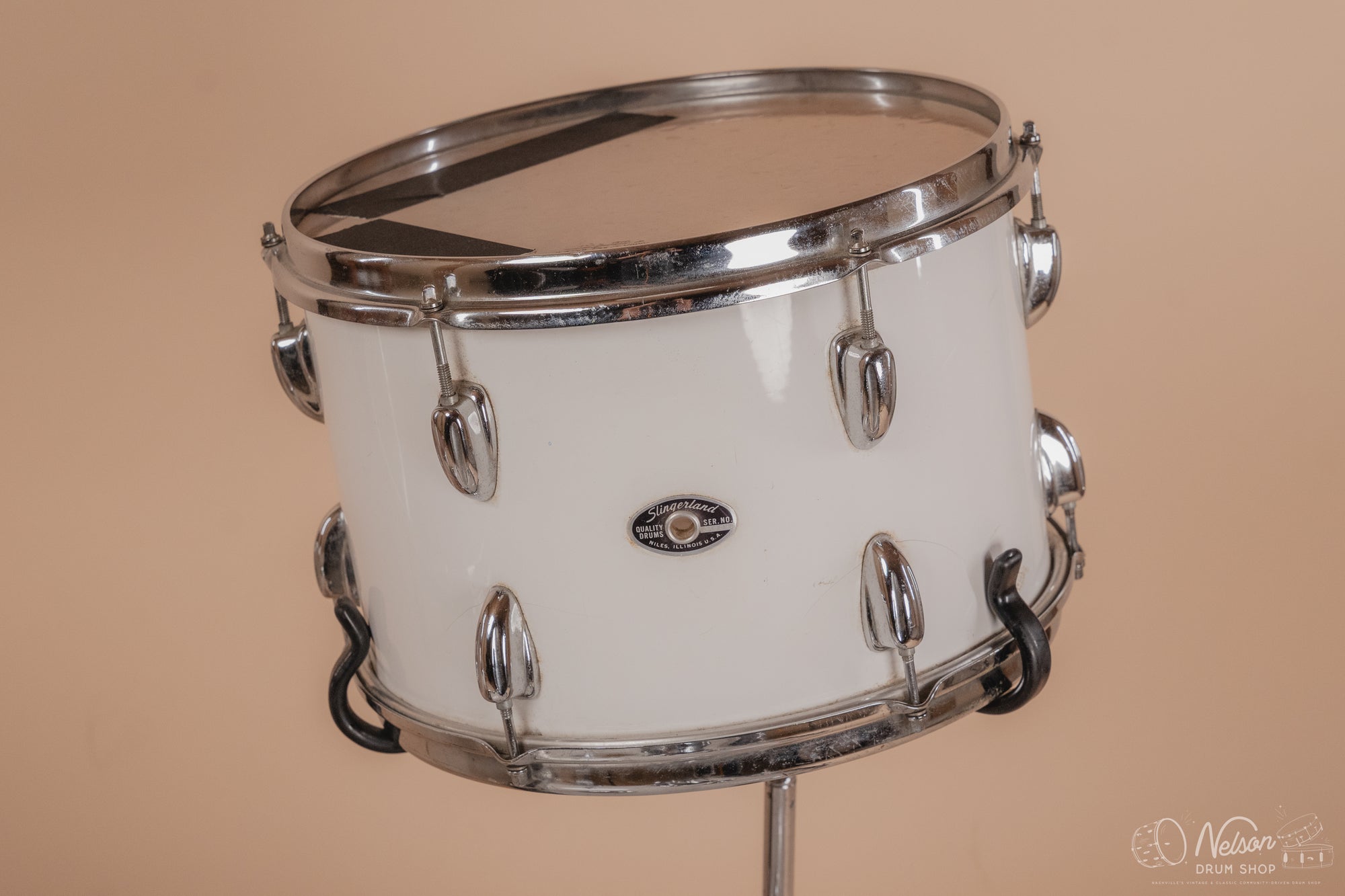 1970's Slingerland 'Gene Krupa' No. 1 N 5 ply in White Gloss - 14x22, 9x13, 16x16