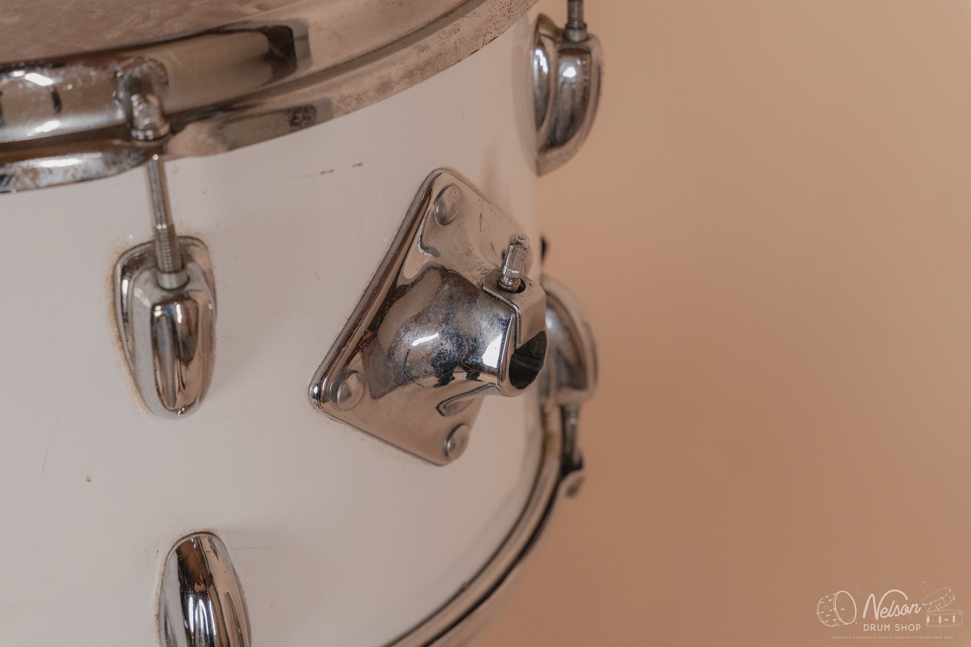 1970's Slingerland 'Gene Krupa' No. 1 N 5 ply in White Gloss - 14x22, 9x13, 16x16