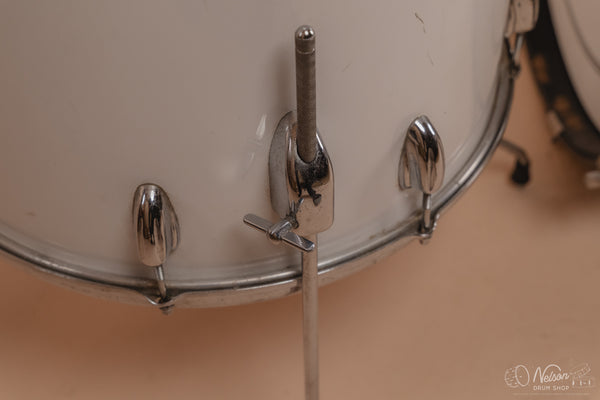 1970's Slingerland 'Gene Krupa' No. 1 N 5 ply in White Gloss - 14x22, 9x13, 16x16