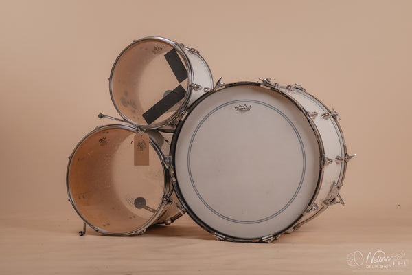1970's Slingerland 'Gene Krupa' No. 1 N 5 ply in White Gloss - 14x22, 9x13, 16x16