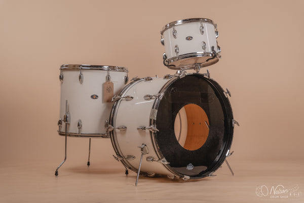1970's Slingerland 'Gene Krupa' No. 1 N 5 ply in White Gloss - 14x22, 9x13, 16x16