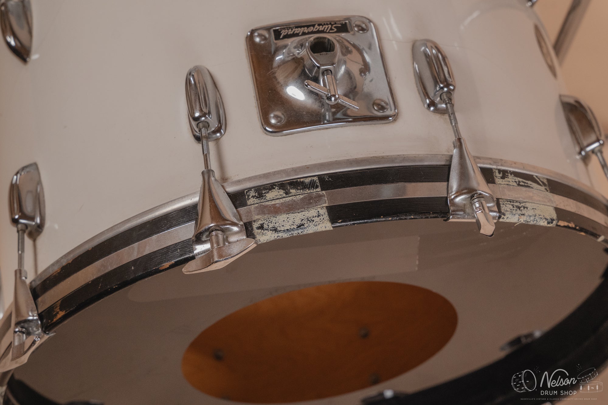 1970's Slingerland 'Gene Krupa' No. 1 N 5 ply in White Gloss - 14x22, 9x13, 16x16