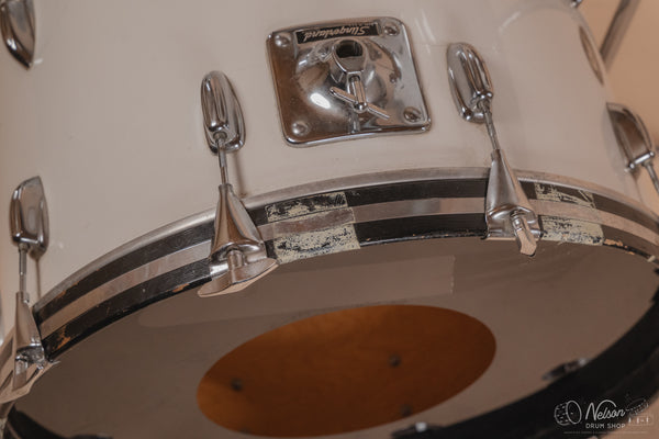 1970's Slingerland 'Gene Krupa' No. 1 N 5 ply in White Gloss - 14x22, 9x13, 16x16