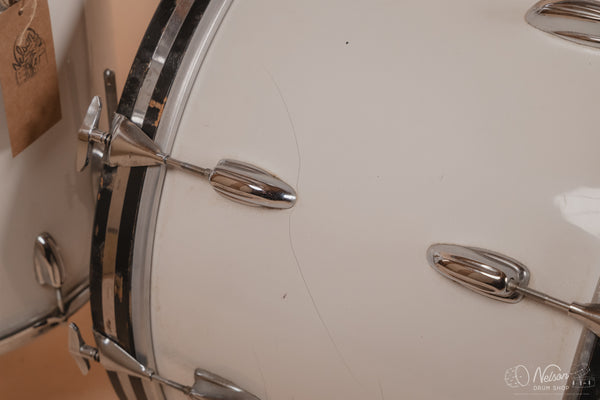 1970's Slingerland 'Gene Krupa' No. 1 N 5 ply in White Gloss - 14x22, 9x13, 16x16
