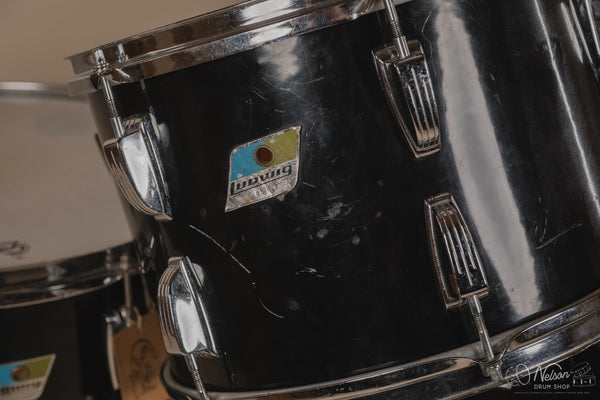 1972 Ludwig 'Big Beat' (3-ply) in Black Cortex - 14x22, 16x16, 9x13, 8x12