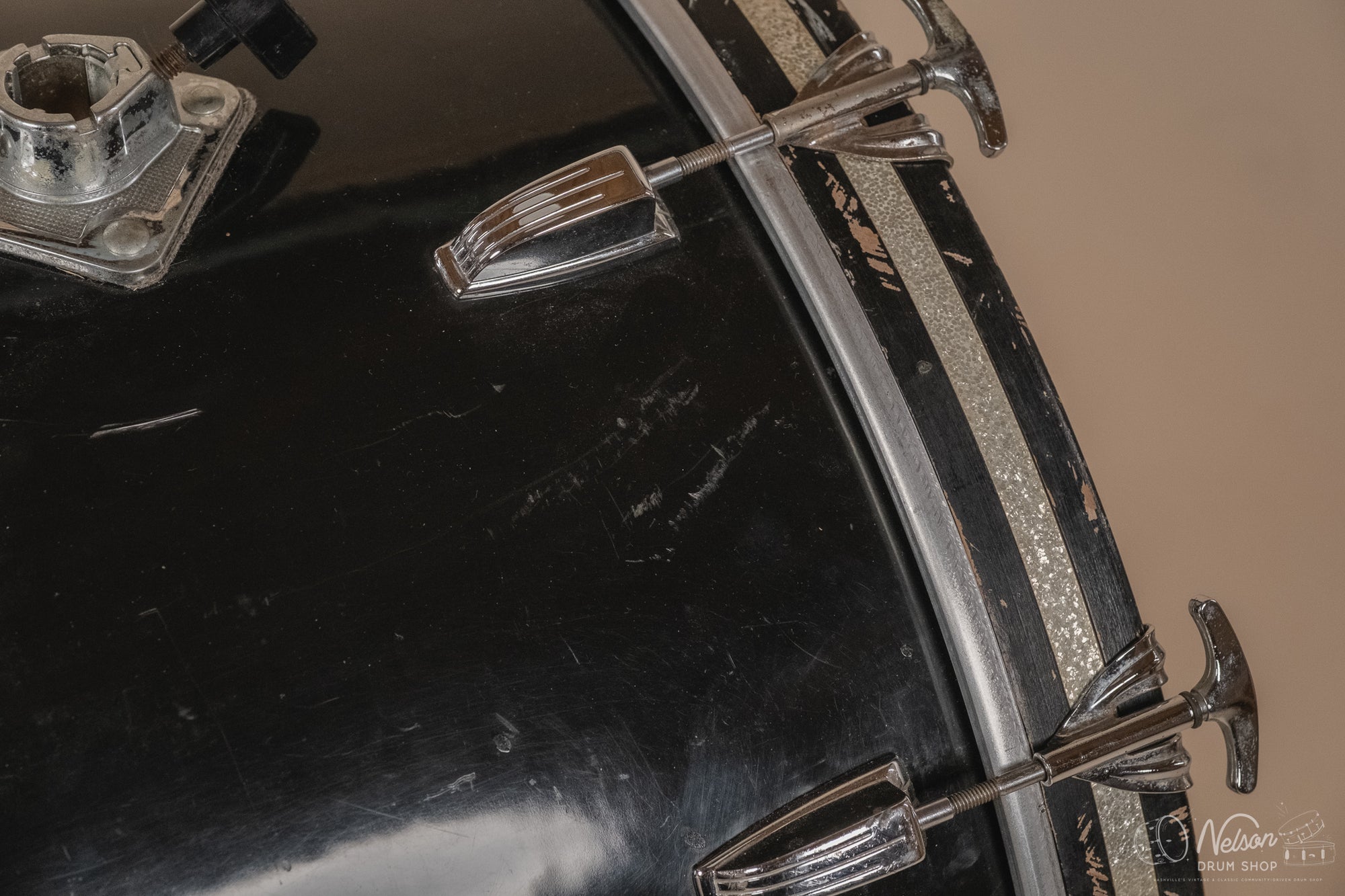 1972 Ludwig 'Big Beat' (3-ply) in Black Cortex - 14x22, 16x16, 9x13, 8x12