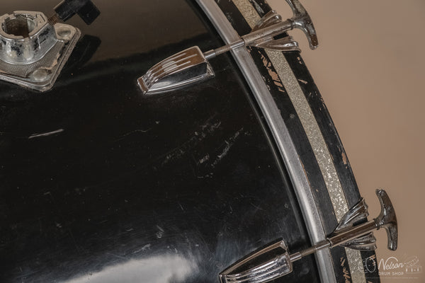 1972 Ludwig 'Big Beat' (3-ply) in Black Cortex - 14x22, 16x16, 9x13, 8x12
