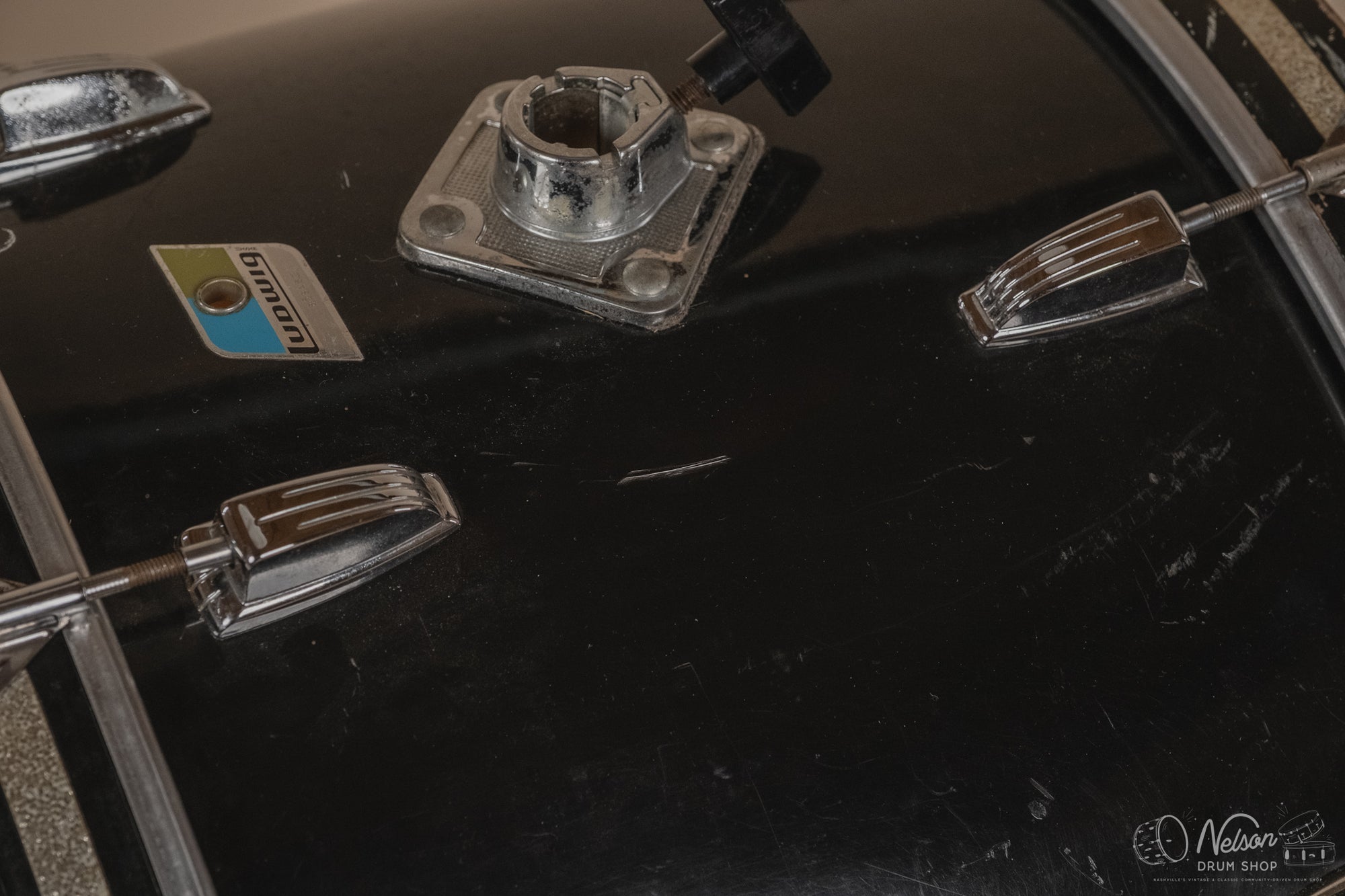 1972 Ludwig 'Big Beat' (3-ply) in Black Cortex - 14x22, 16x16, 9x13, 8x12