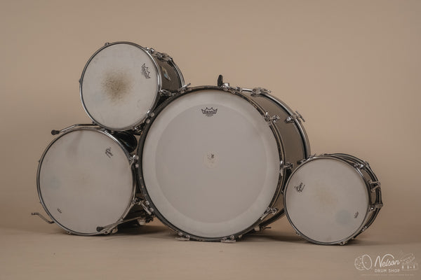 1972 Ludwig 'Big Beat' (3-ply) in Black Cortex - 14x22, 16x16, 9x13, 8x12