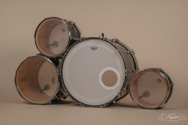 1972 Ludwig 'Big Beat' (3-ply) in Black Cortex - 14x22, 16x16, 9x13, 8x12