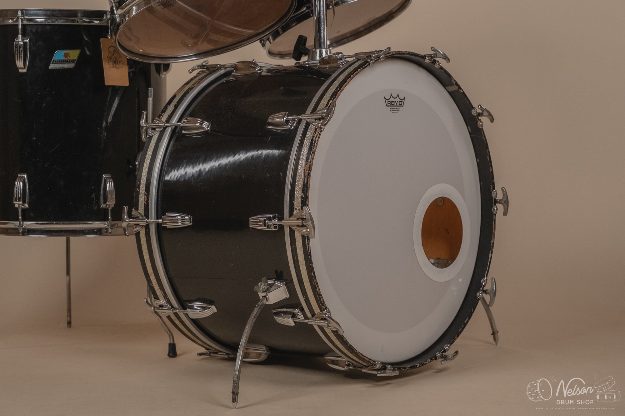1972 Ludwig 'Big Beat' (3-ply) in Black Cortex - 14x22, 16x16, 9x13, 8x12