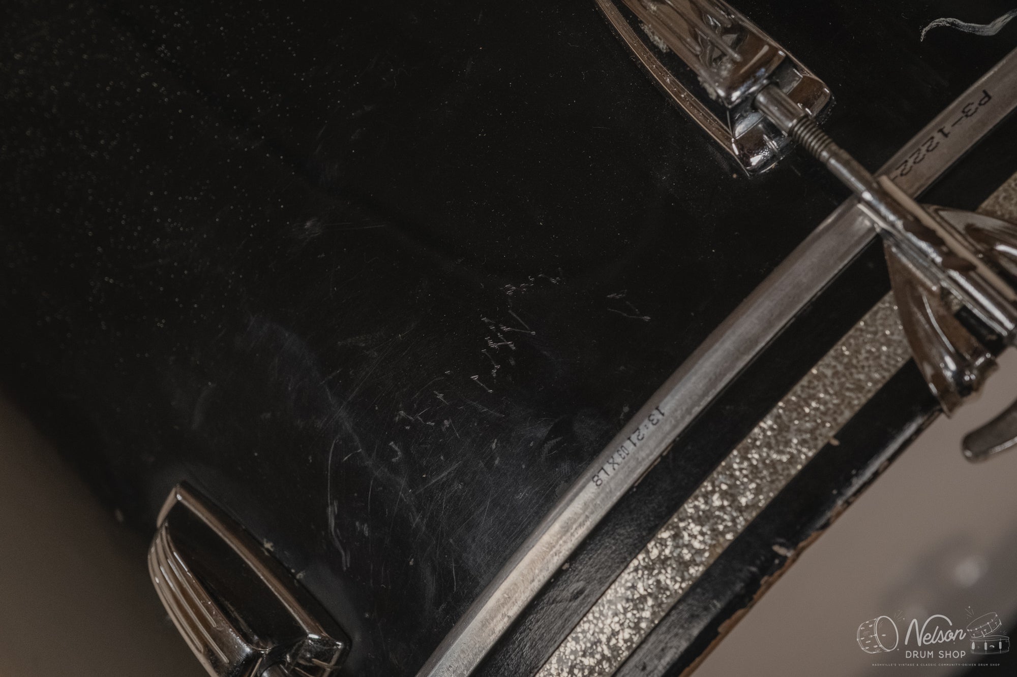 1972 Ludwig 'Big Beat' (3-ply) in Black Cortex - 14x22, 16x16, 9x13, 8x12