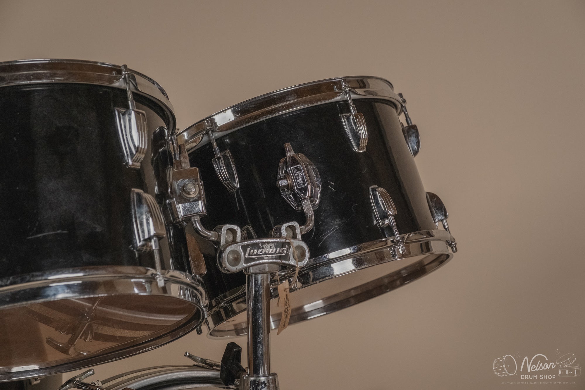 1972 Ludwig 'Big Beat' (3-ply) in Black Cortex - 14x22, 16x16, 9x13, 8x12