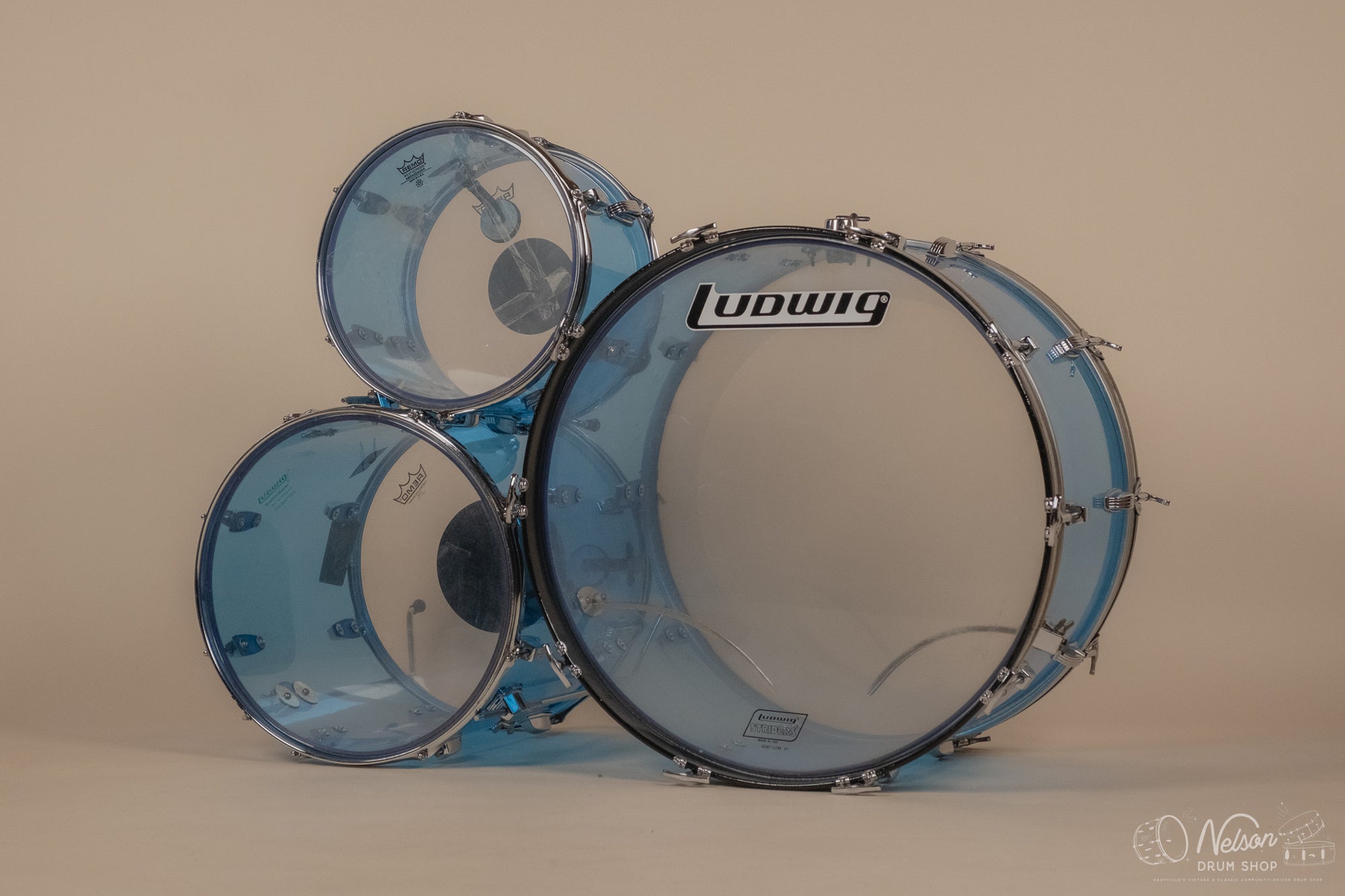1970's Ludwig 'Pro Beat' in Blue Vistalite - 14x24, 9x13, 16x16