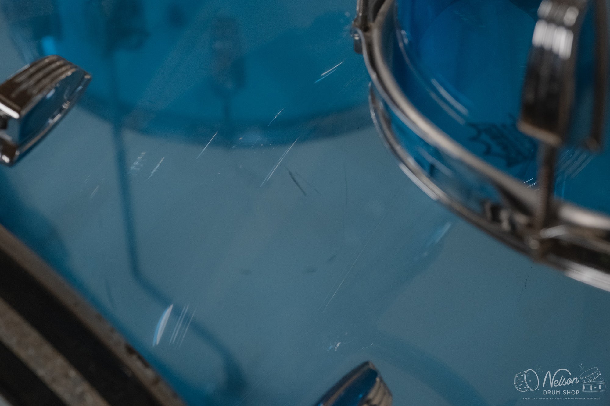 1970's Ludwig 'Pro Beat' in Blue Vistalite - 14x24, 9x13, 16x16