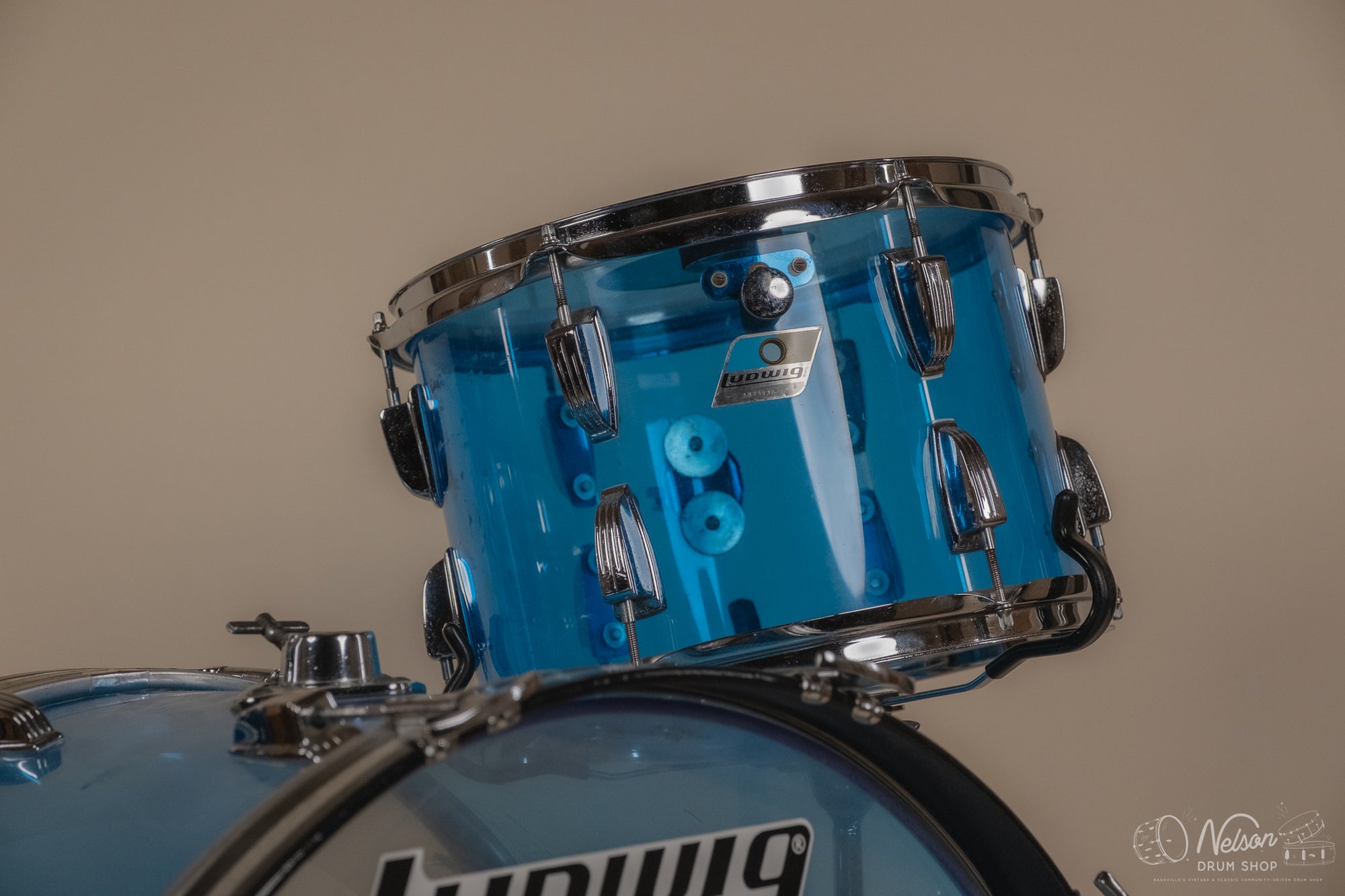 1970's Ludwig 'Pro Beat' in Blue Vistalite - 14x24, 9x13, 16x16