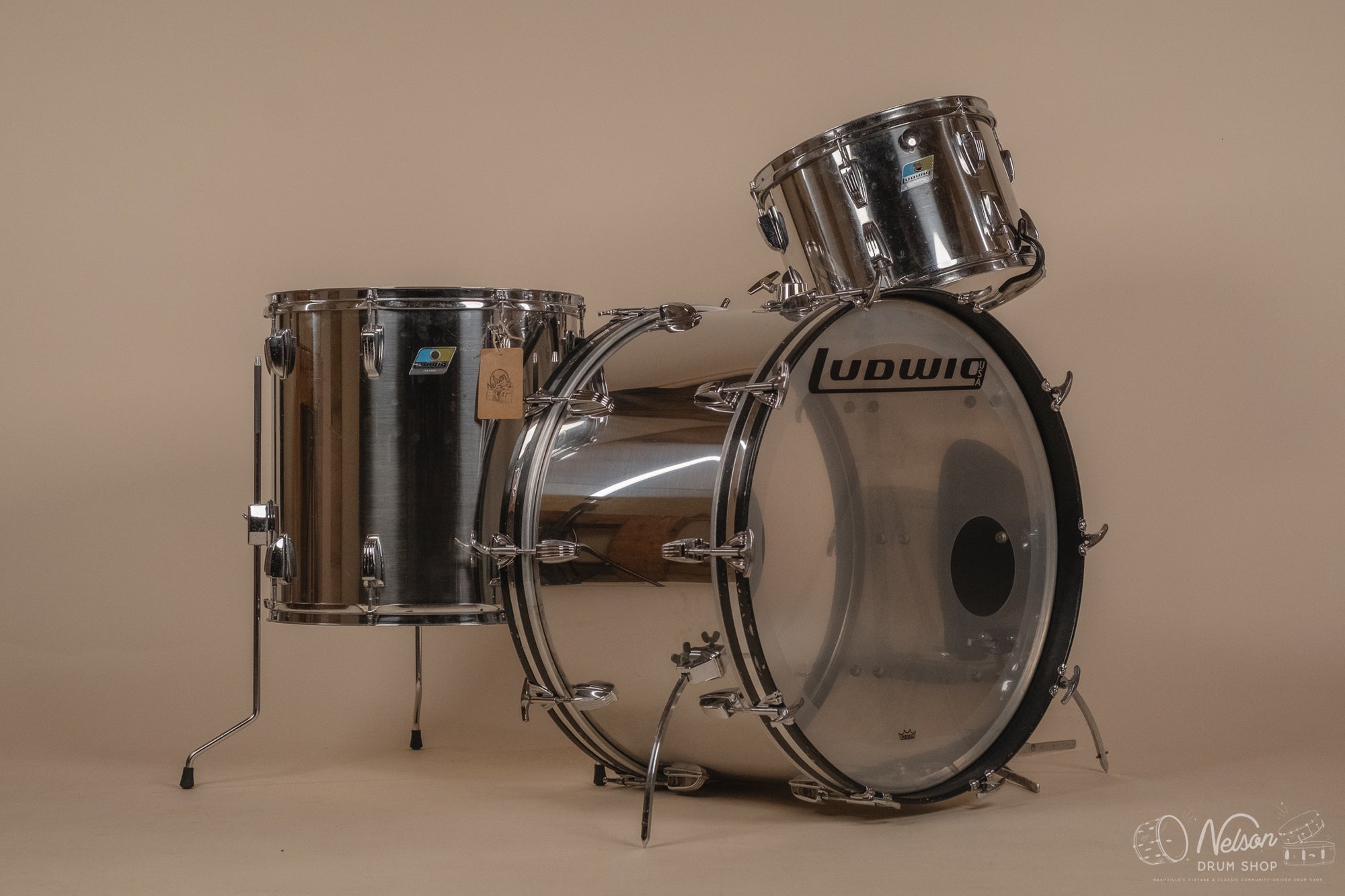 1970s Ludwig Stainless Steel 14x24, 9x13, 16x16