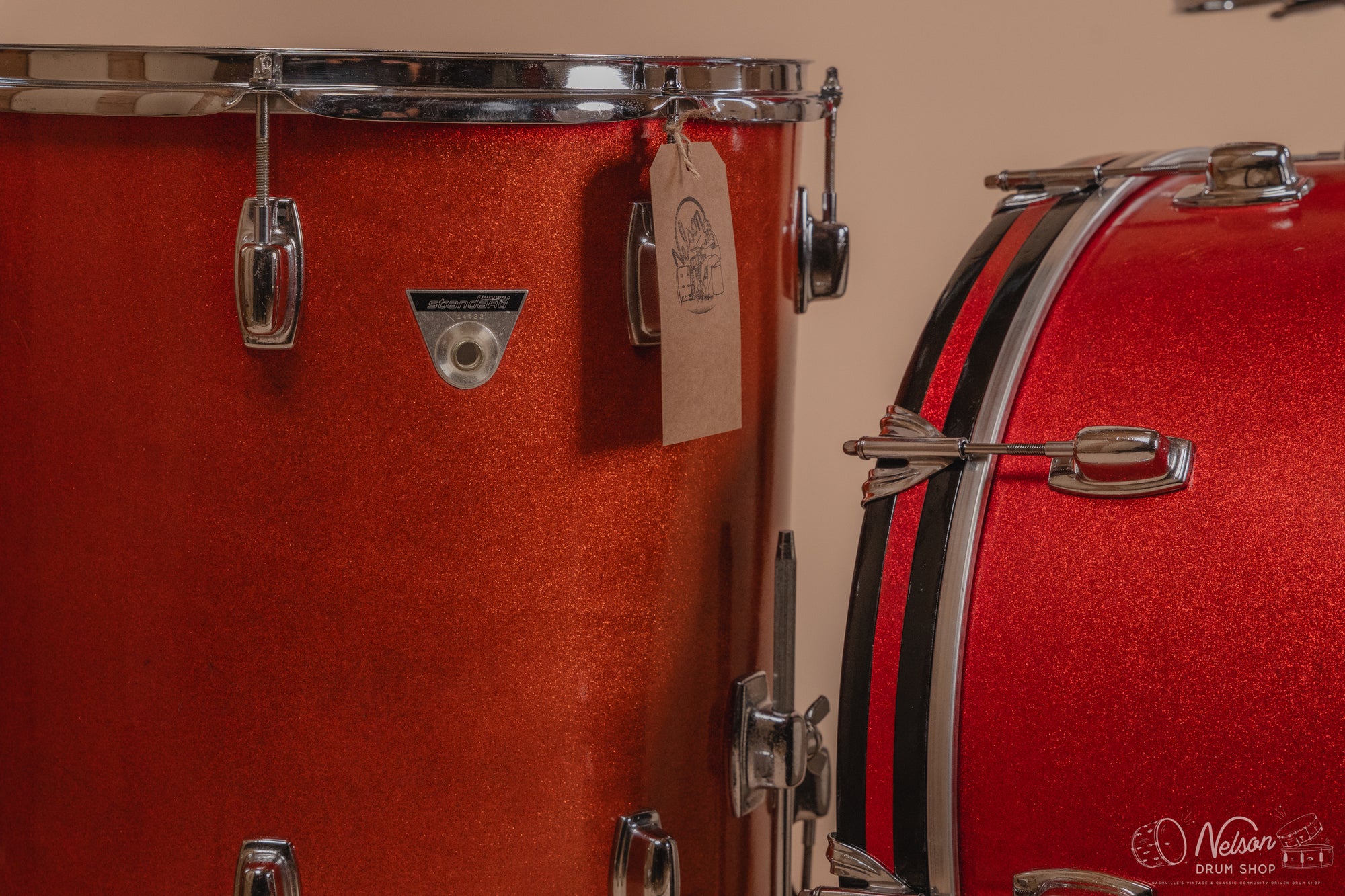 1970s Ludwig 'Standard' in Red Mist - 14x22, 16x16, 8x12