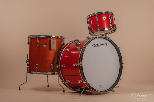 1970s Ludwig 'Standard' in Red Mist - 14x22, 16x16, 8x12