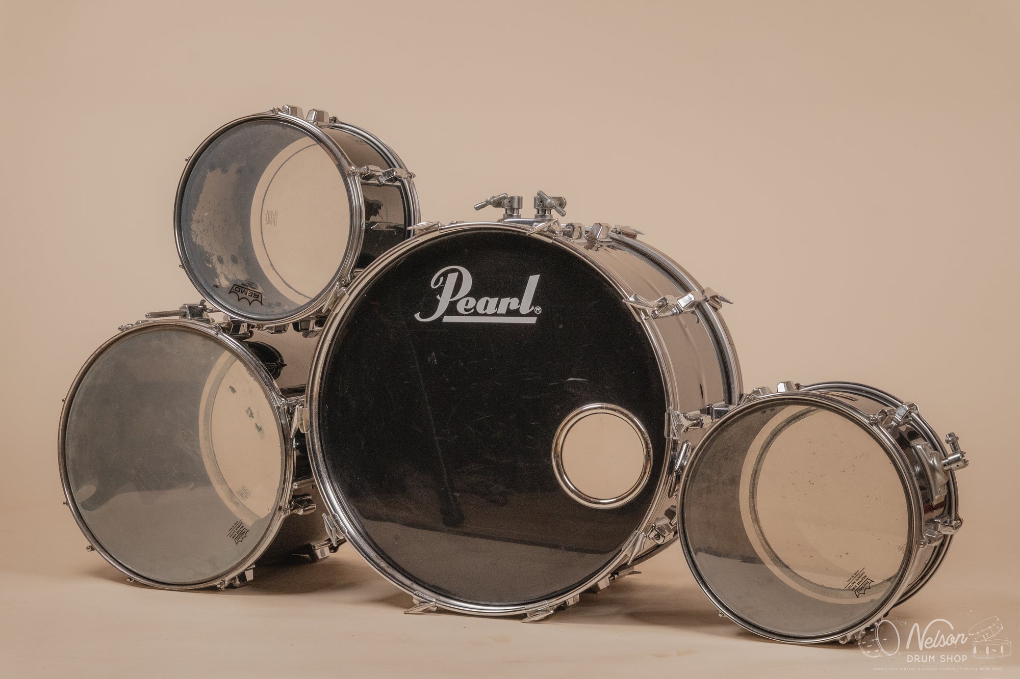 1970s Pearl Wood-Fiberglass in Black - 14x22, 16x16, 9x13, 8x12
