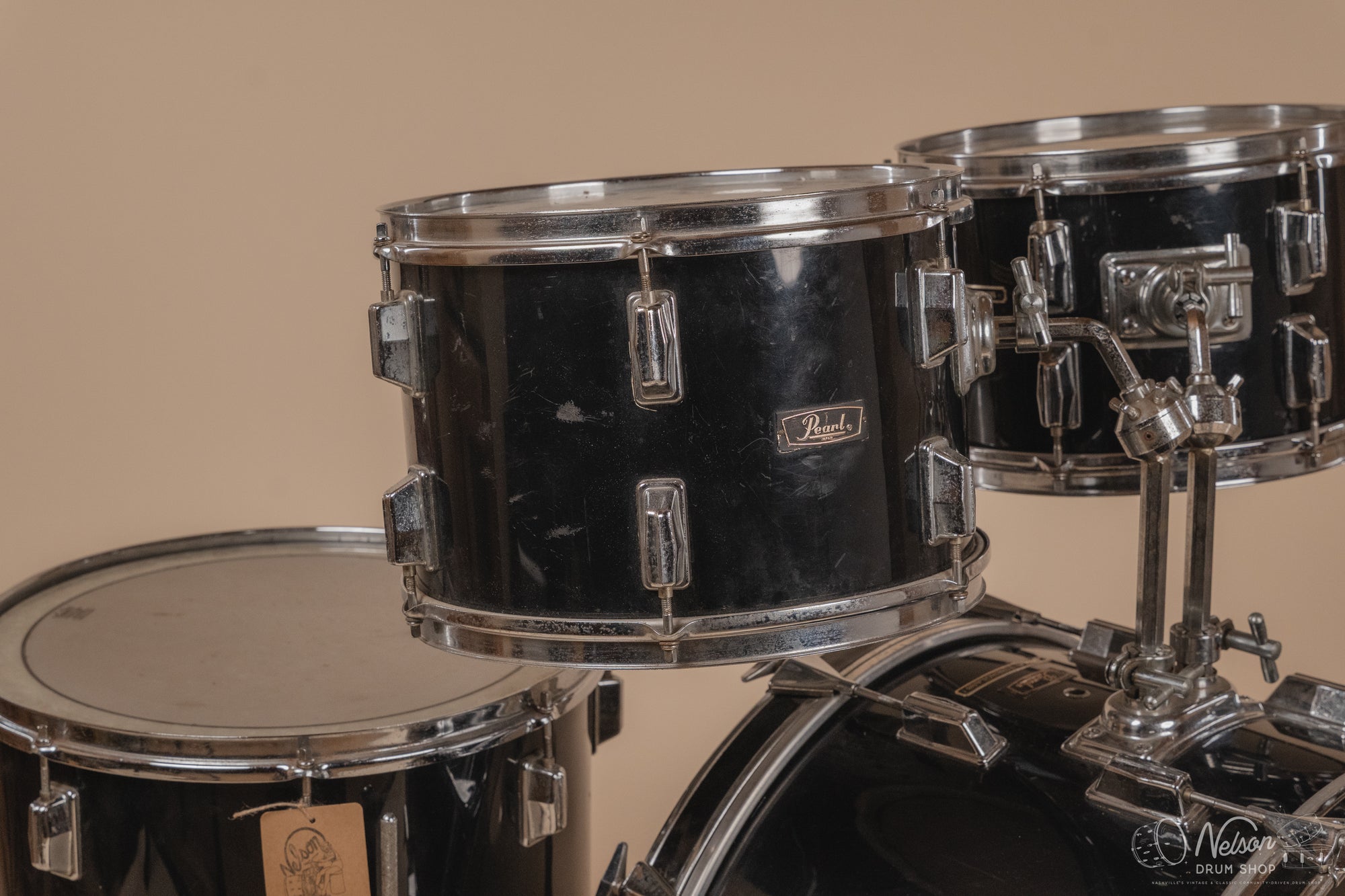 1970s Pearl Wood-Fiberglass in Black - 14x22, 16x16, 9x13, 8x12