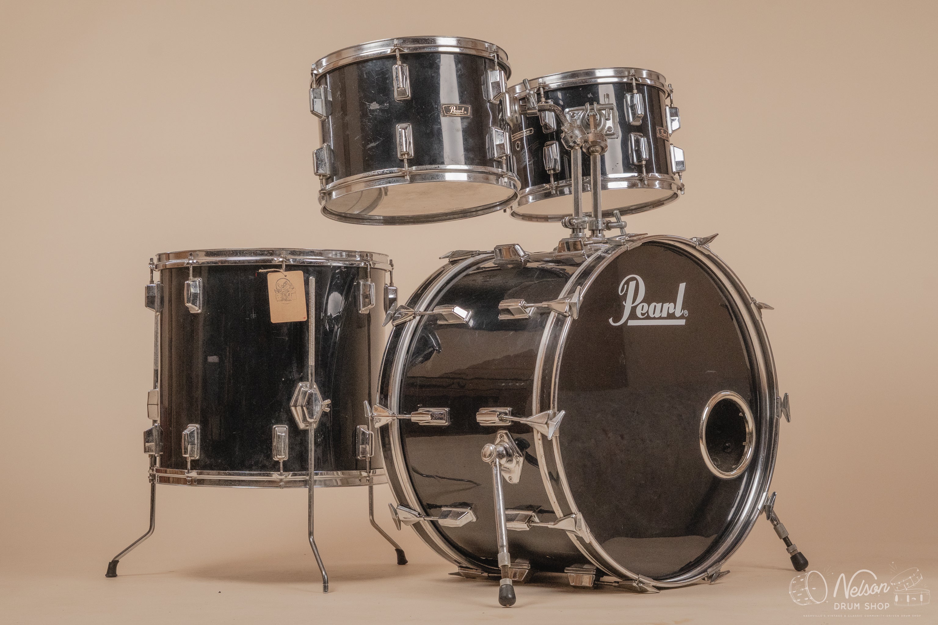 1970s Pearl Wood-Fiberglass in Black - 14x22, 16x16, 9x13, 8x12
