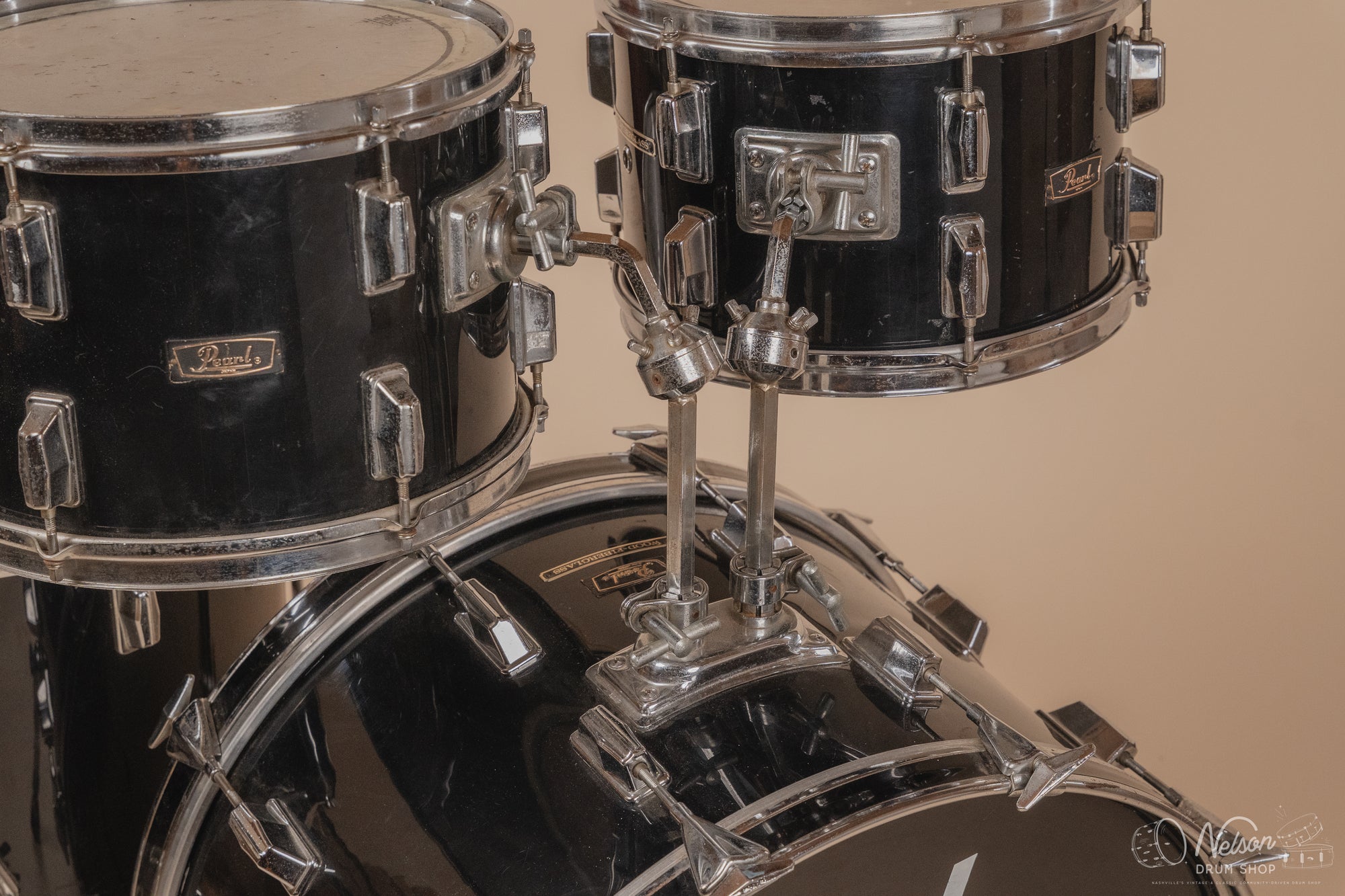 1970s Pearl Wood-Fiberglass in Black - 14x22, 16x16, 9x13, 8x12