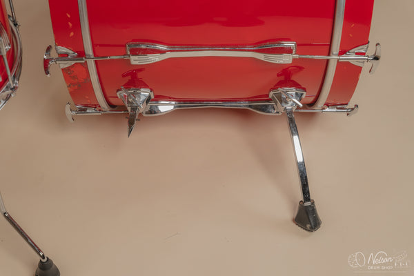 1980s Ludwig Super Classic 4 ply in Red Fury w/ Mach Lugs - 16x22, 11x12, 12x13, 16x16